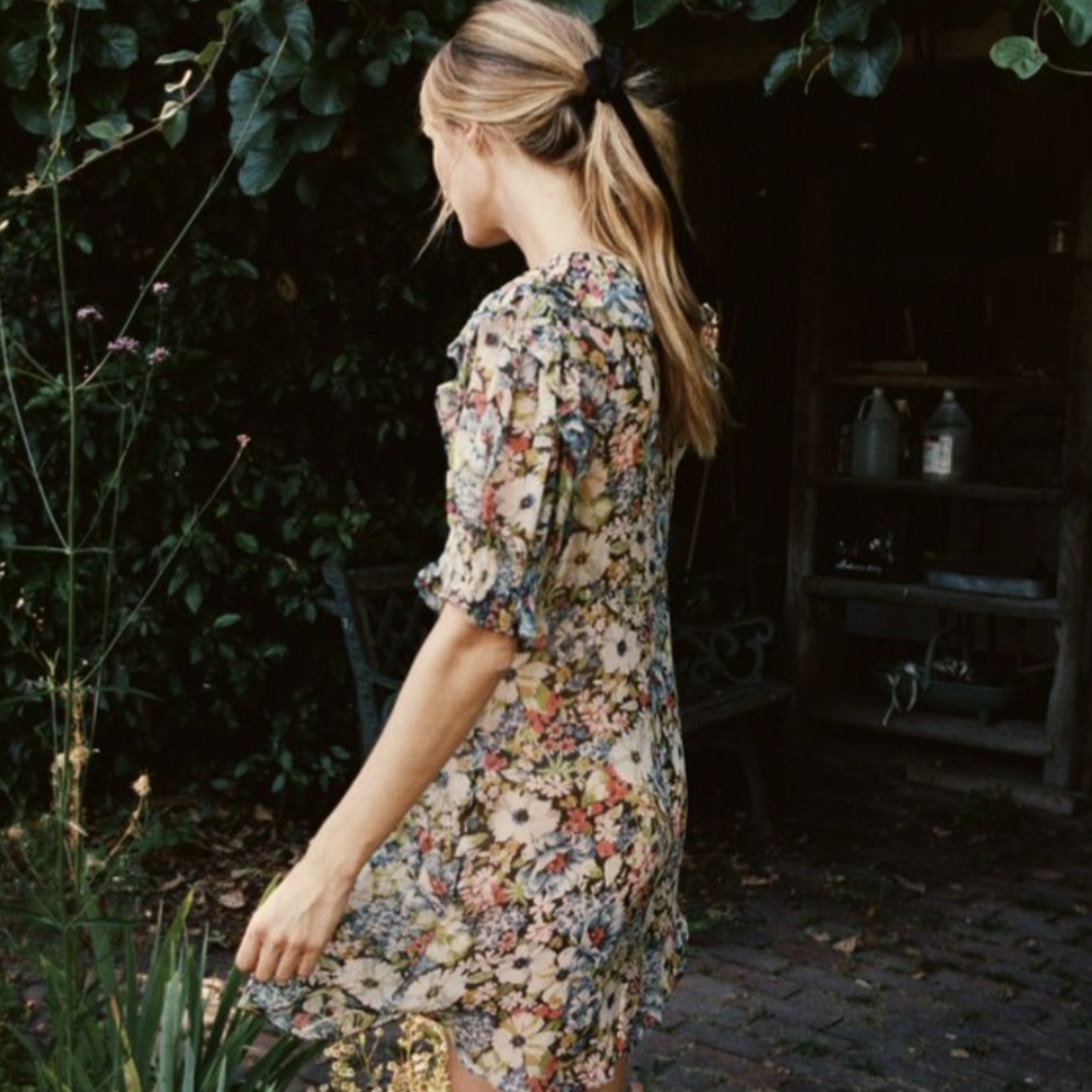 Doen Baudoin Dress in Alice Floral Silk Size Small